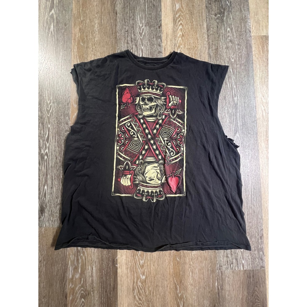 DOM Muscle Tank Mens 3XL Black Skull King Playing Card Graphic Sleeveless Tee
